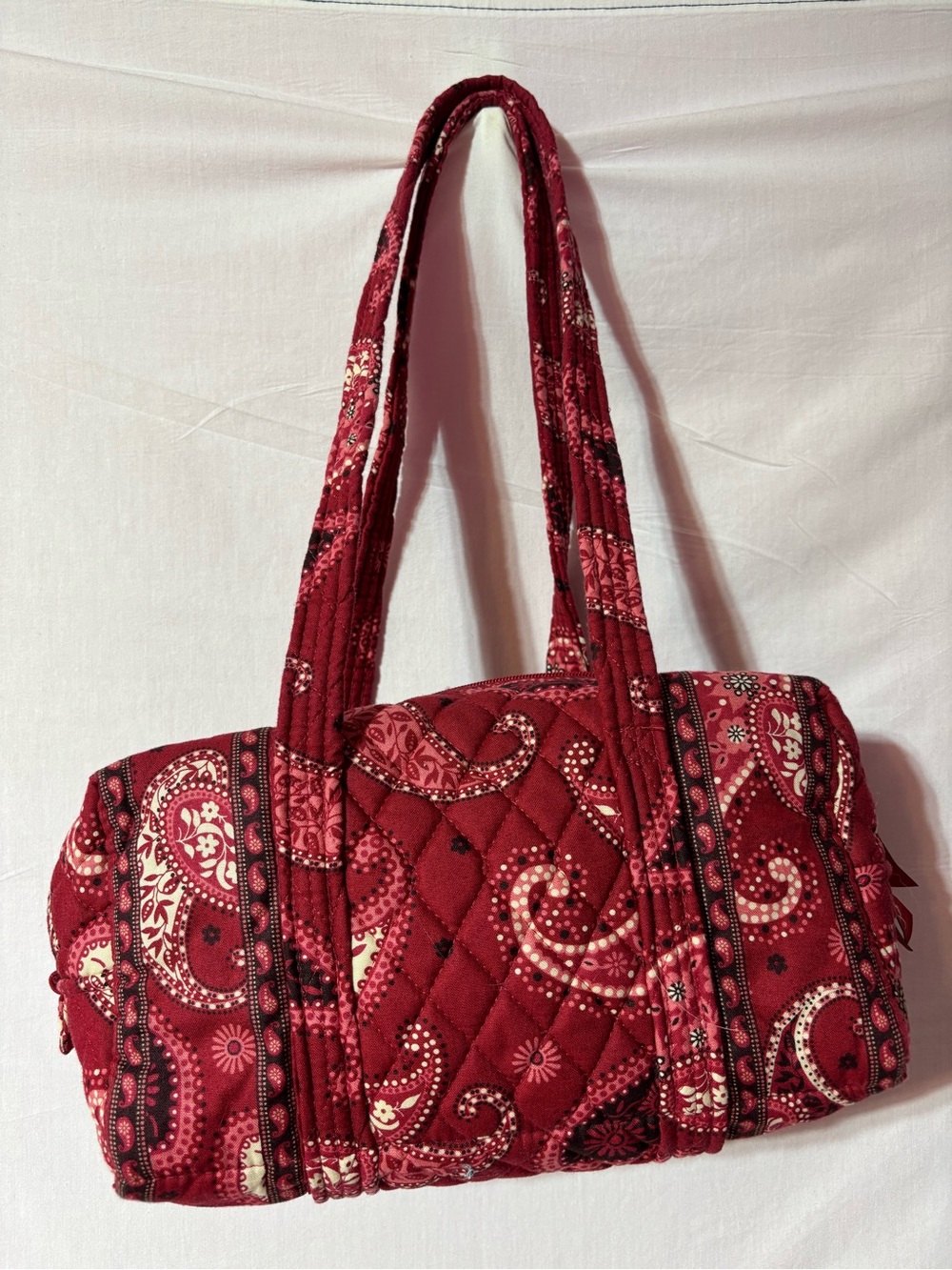 Vera Bradley Mesa Red Bowler Bag Vintage Retired Paisley Quilted Purse